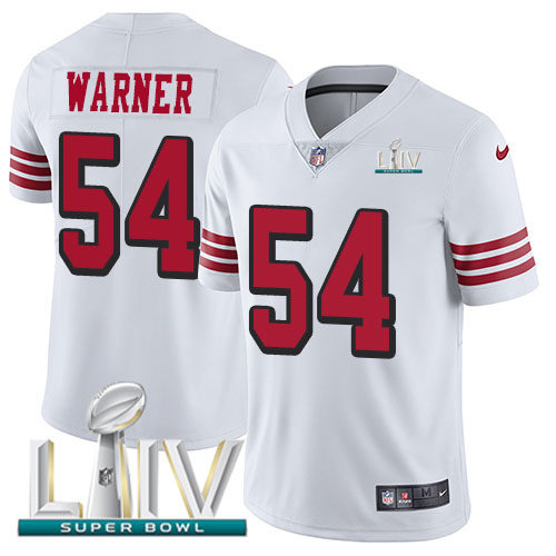 San Francisco 49ers Nike #54 Fred Warner White Super Bowl LIV 2020 Rush Youth Stitched NFL Vapor Untouchable Limited Jersey